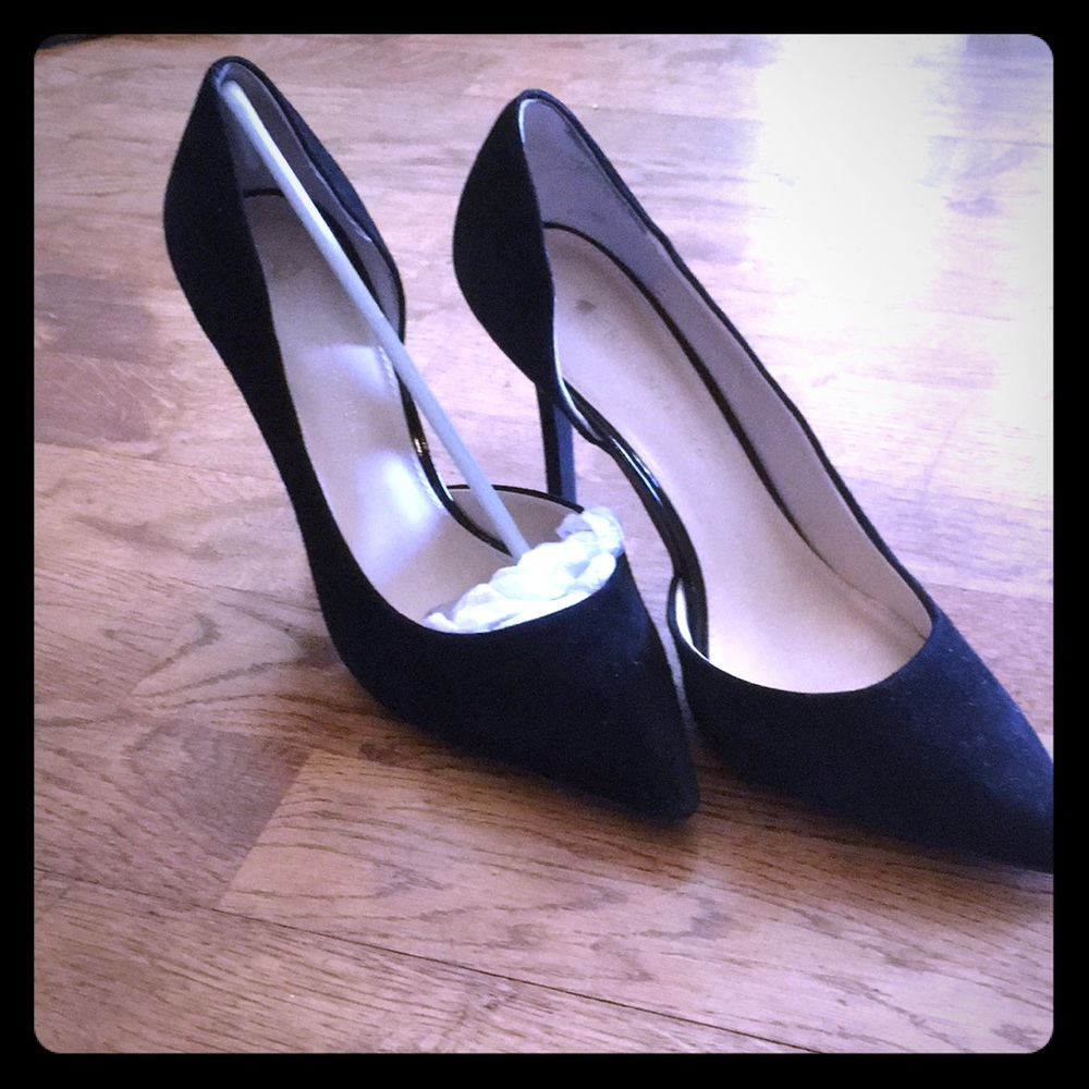 Boston Proper Black Suede Half d’0rsay pump 8.5